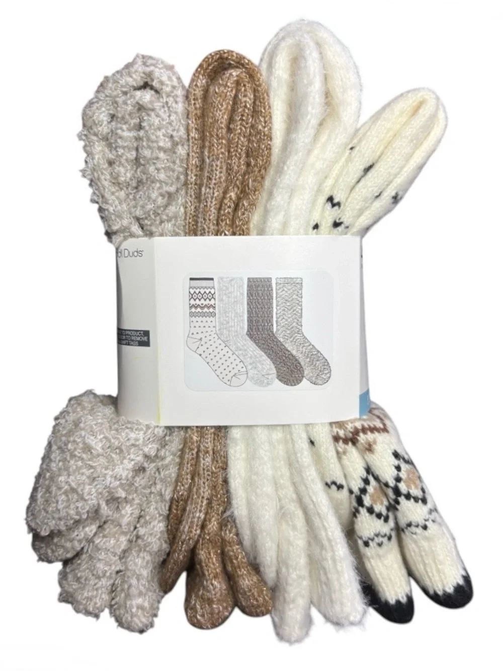 CUDDL DUDS Womens Crew Socks 4 Pack  Super Soft Plush Boot Socks Tan Size 4-10